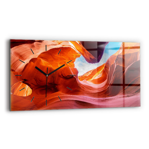 Glass wall clock rectangular Canyon