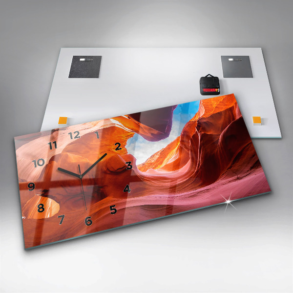 Glass wall clock rectangular Canyon