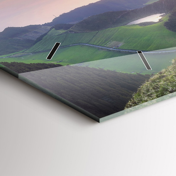 Glass wall clock rectangular Mountain Landscape