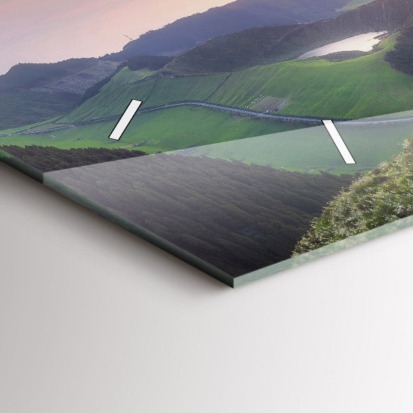 Glass wall clock rectangular Mountain Landscape