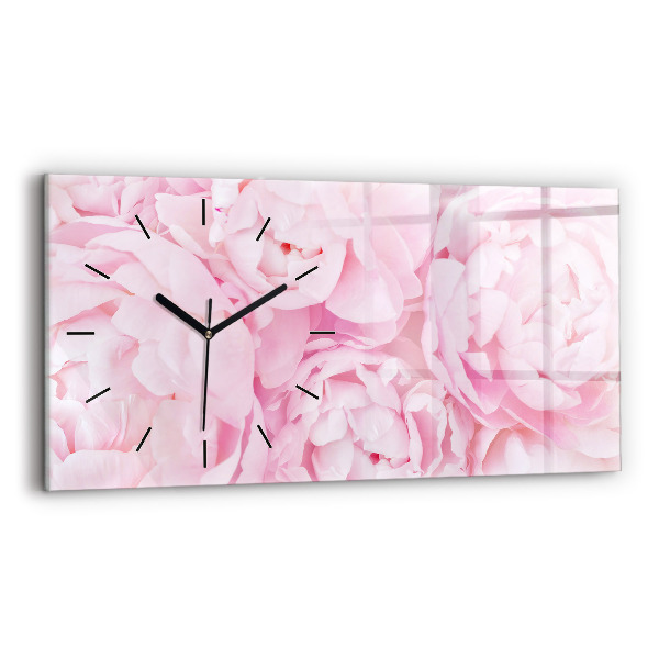Glass wall clock rectangular Blooming flowers
