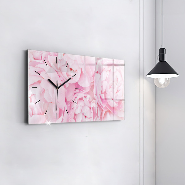 Glass wall clock rectangular Blooming flowers