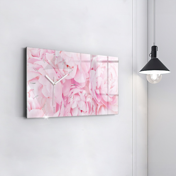 Glass wall clock rectangular Blooming flowers