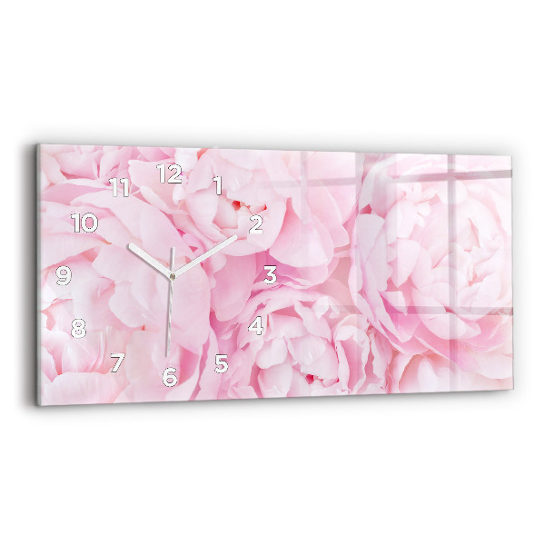 Glass wall clock rectangular Blooming flowers