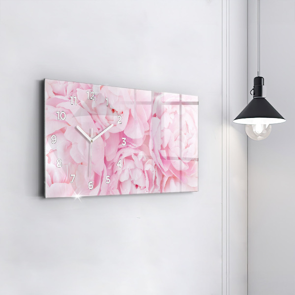 Glass wall clock rectangular Blooming flowers