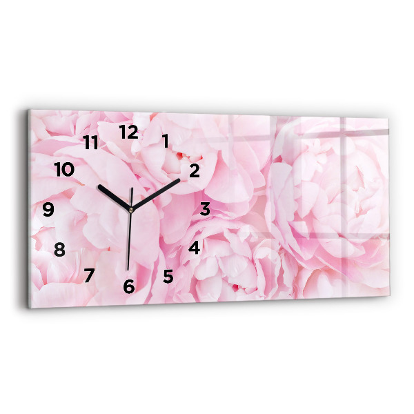 Glass wall clock rectangular Blooming flowers