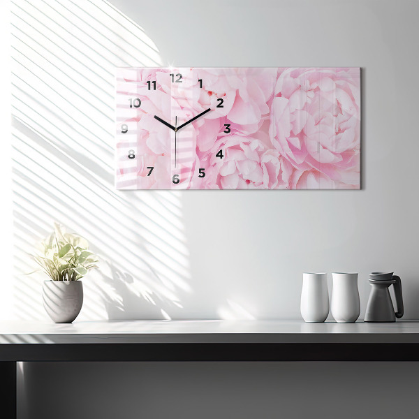 Glass wall clock rectangular Blooming flowers