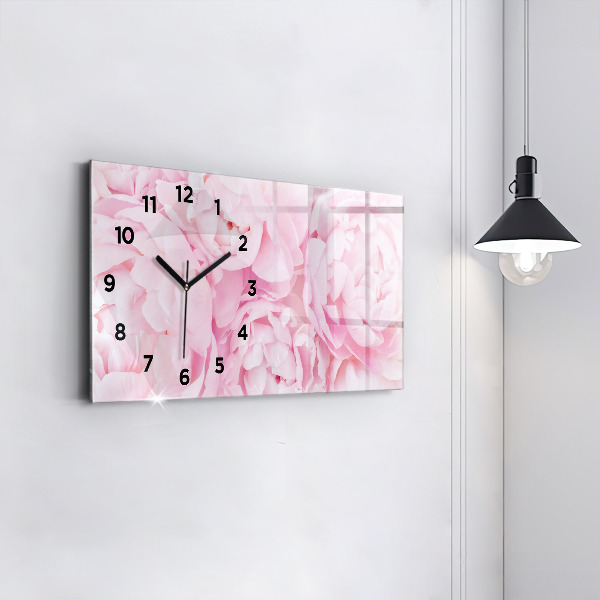 Glass wall clock rectangular Blooming flowers