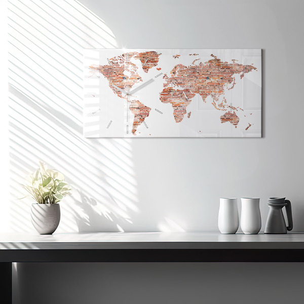 Glass wall clock rectangular Old brick map