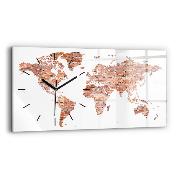Glass wall clock rectangular Old brick map