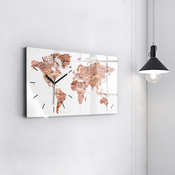 Glass wall clock rectangular Old brick map