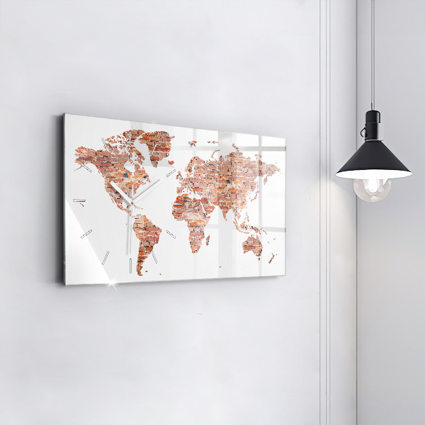 Glass wall clock rectangular Old brick map