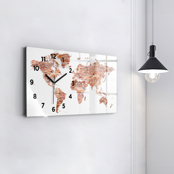 Glass wall clock rectangular Old brick map