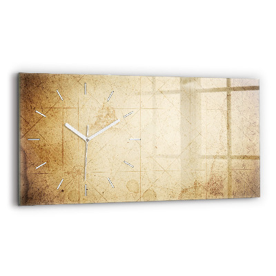 Glass wall clock rectangular Old world map