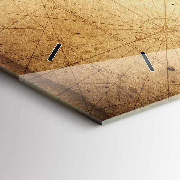 Glass wall clock rectangular Old world map