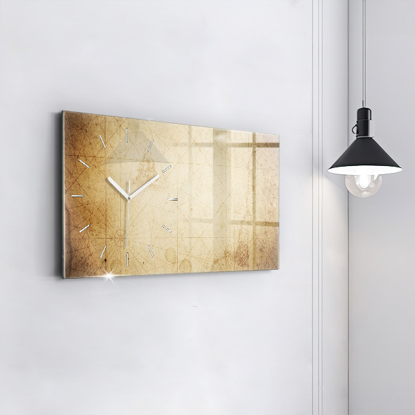 Glass wall clock rectangular Old world map