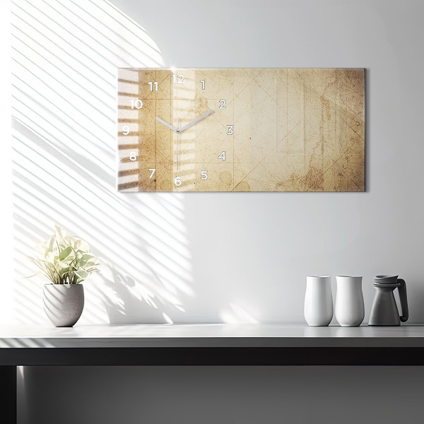 Glass wall clock rectangular Old world map