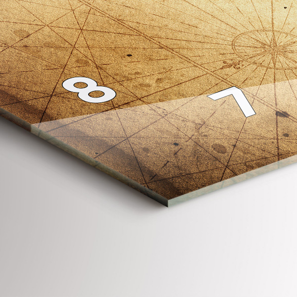 Glass wall clock rectangular Old world map