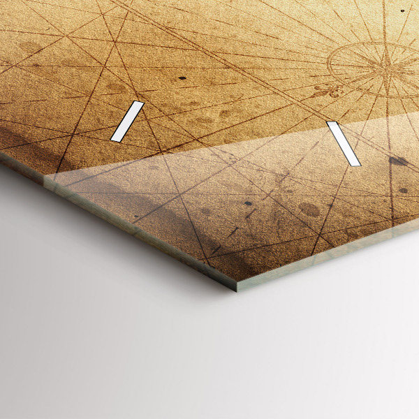 Glass wall clock rectangular Old world map