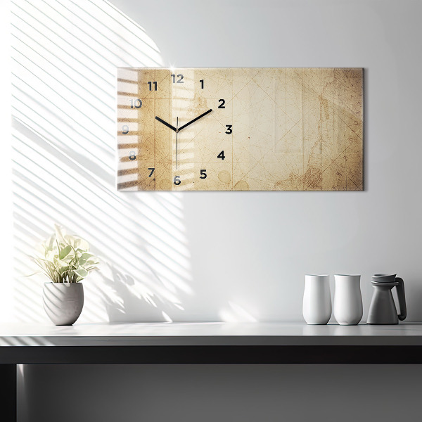 Glass wall clock rectangular Old world map