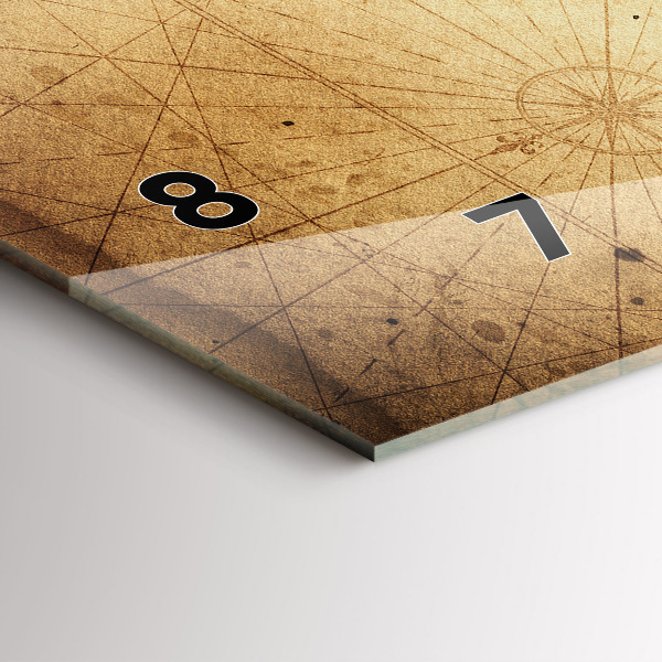 Glass wall clock rectangular Old world map