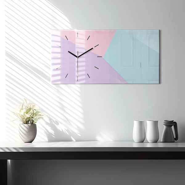 Glass wall clock rectangular Pastel pattern