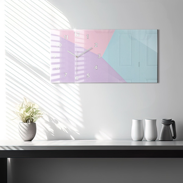 Glass wall clock rectangular Pastel pattern