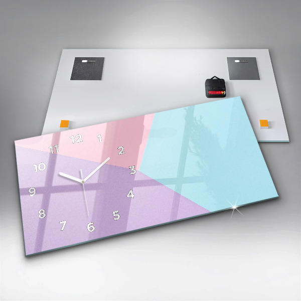 Glass wall clock rectangular Pastel pattern
