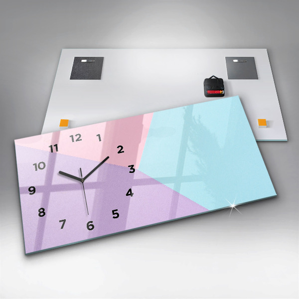 Glass wall clock rectangular Pastel pattern