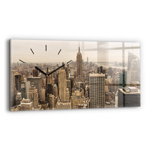 Glass wall clock rectangular City landscape