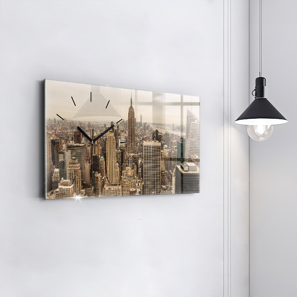 Glass wall clock rectangular City landscape