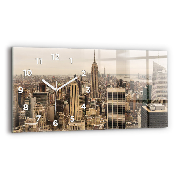 Glass wall clock rectangular City landscape