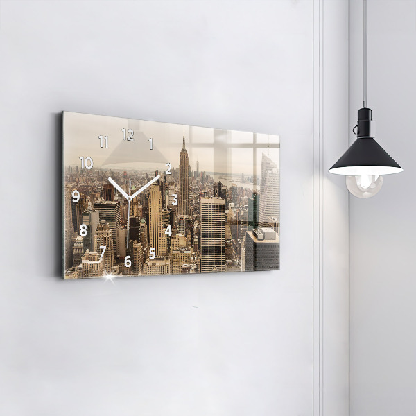 Glass wall clock rectangular City landscape