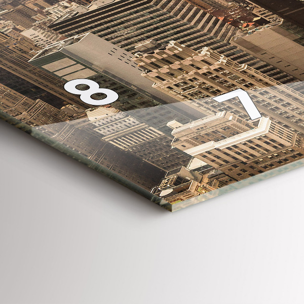 Glass wall clock rectangular City landscape