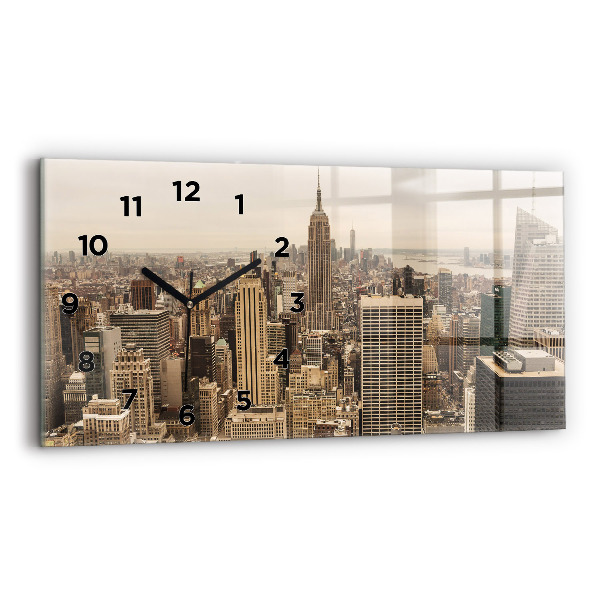 Glass wall clock rectangular City landscape