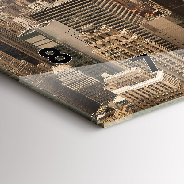 Glass wall clock rectangular City landscape