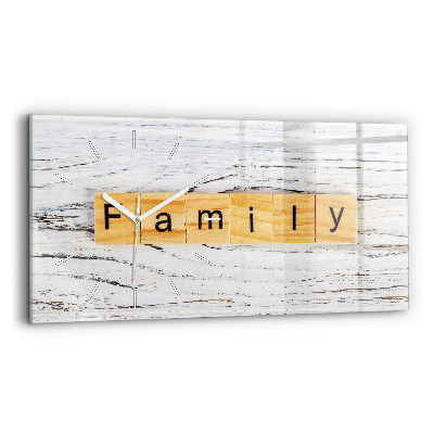 Glass wall clock rectangular Family