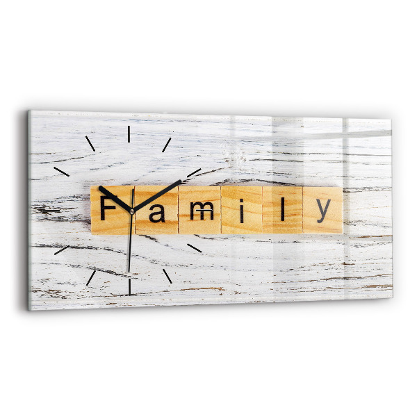 Glass wall clock rectangular Family