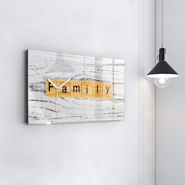 Glass wall clock rectangular Family