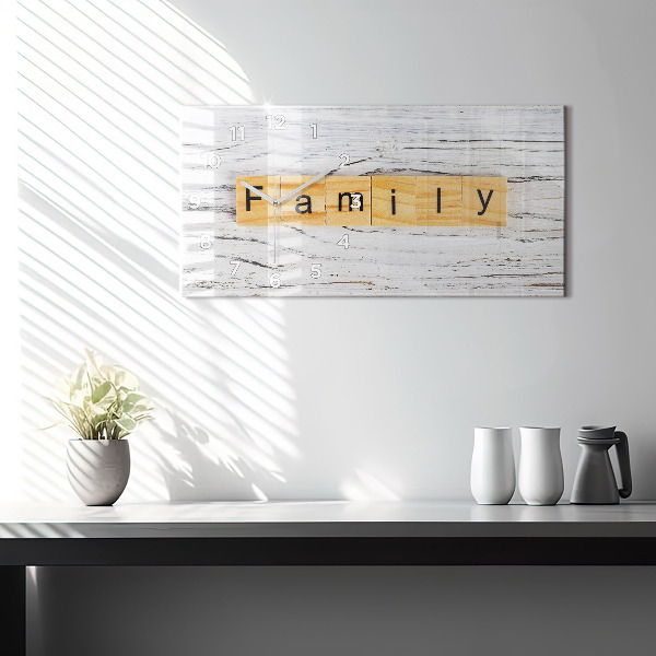 Glass wall clock rectangular Family