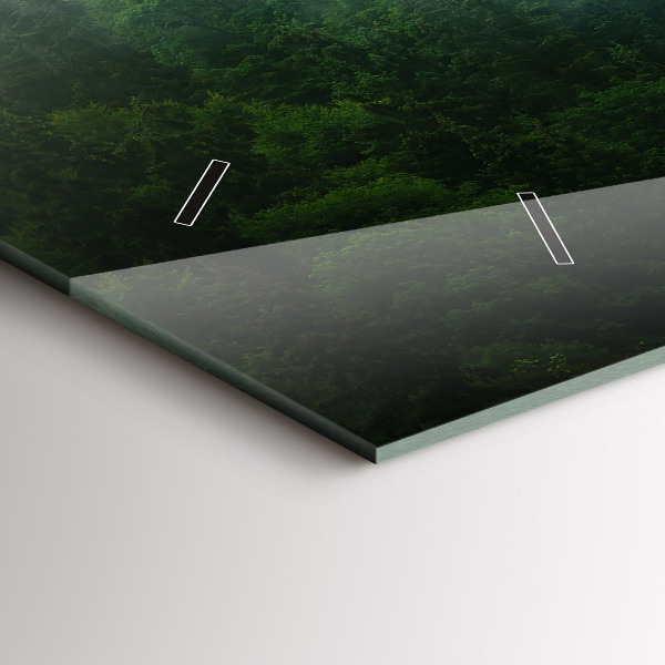 Glass wall clock rectangular Misty forest