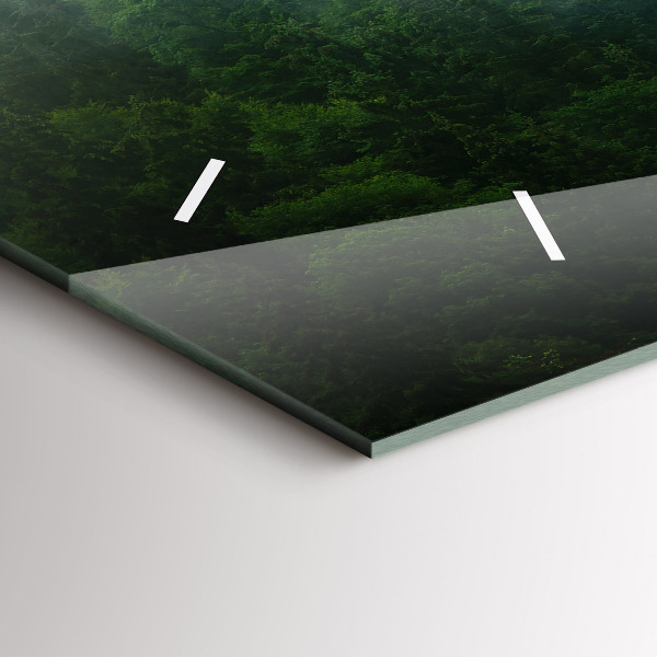 Glass wall clock rectangular Misty forest