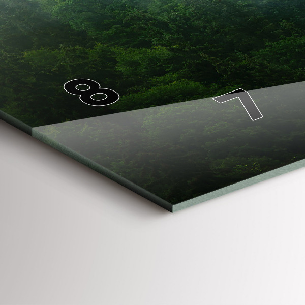 Glass wall clock rectangular Misty forest