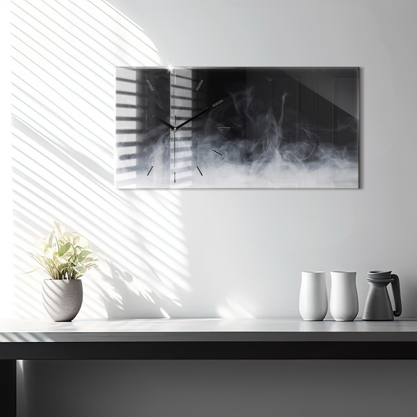 Glass wall clock rectangular Smoke