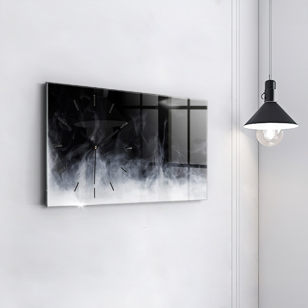 Glass wall clock rectangular Smoke