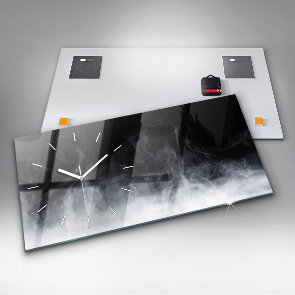 Glass wall clock rectangular Smoke