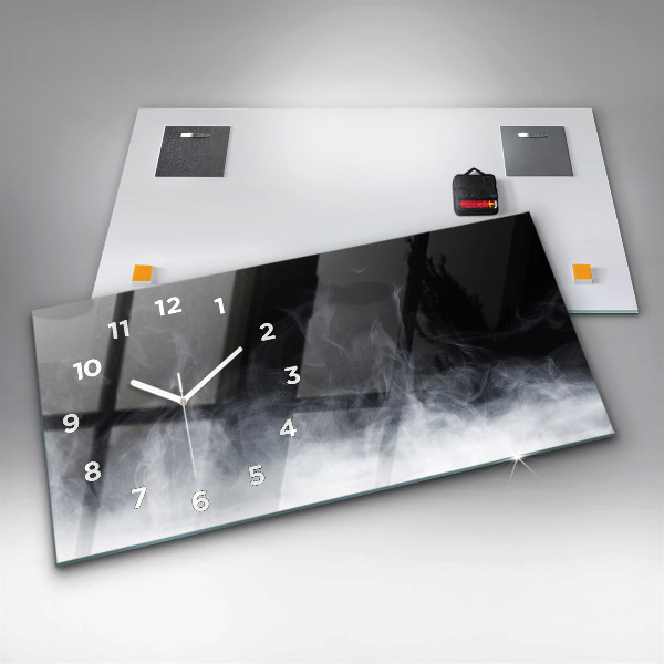 Glass wall clock rectangular Smoke