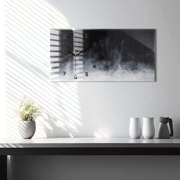 Glass wall clock rectangular Smoke