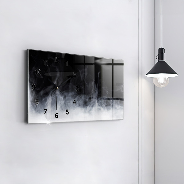 Glass wall clock rectangular Smoke