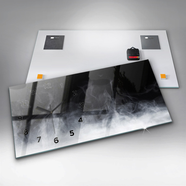 Glass wall clock rectangular Smoke